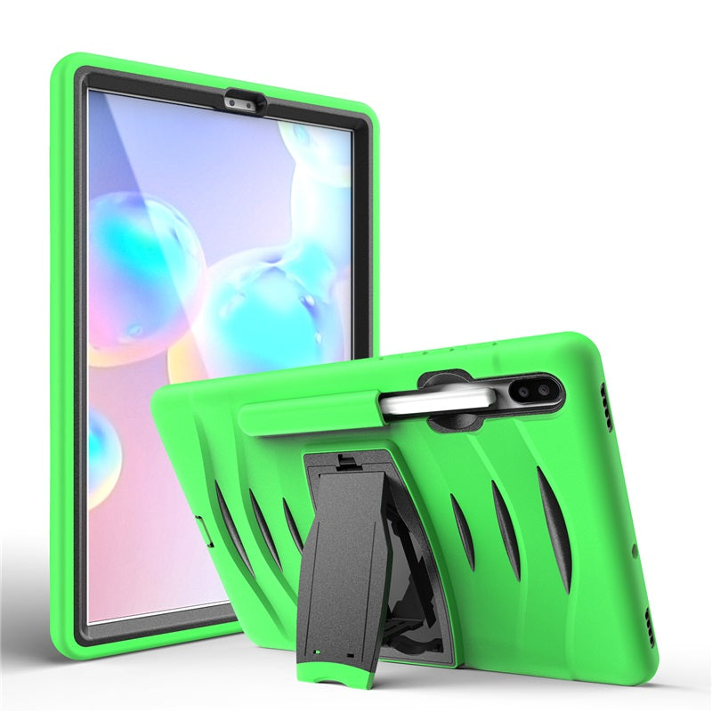 Shock Wave Kickstand Case Anti-Fall Protection With Pencil Holder For Samsung Tab S6 10.5inch T860/T865/T867(2019)-Green