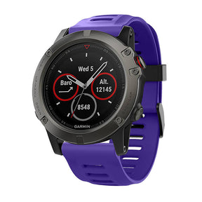 26mm Wristband For Garmin Fenix 3/Fenix 3 HR/Fenix 5X/5X Plus Silicone Sport Strap Replacement Accessories Black Buckle-Purple