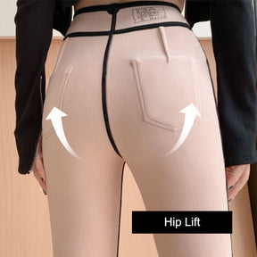 Fashion Womens Leggings Emulsion Anti-Mite Thicken Workout Pants-Black