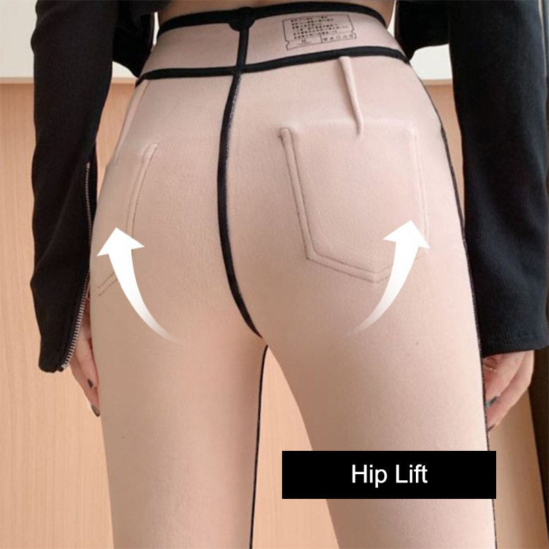 Fashion Womens Leggings Emulsion Anti-Mite Thicken Workout Pants-Black