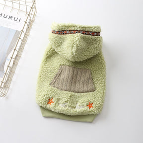 Dog Fleece Coat Hoodie Ultra Warm Thick Winter Jacket for Puppy-Green