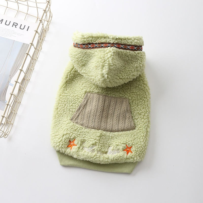 Dog Fleece Coat Hoodie Ultra Warm Thick Winter Jacket for Puppy-Green