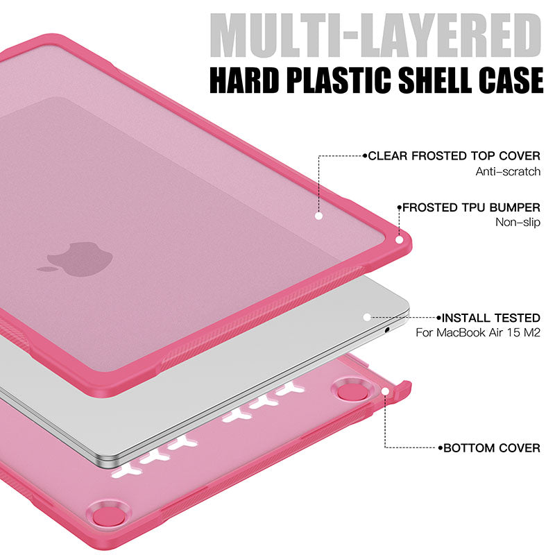 Shockproof Case Solid Color Compatible with Macbook Air 15 2023 A2941-Rose