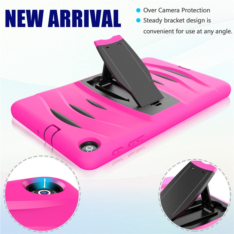 Shock Wave Kickstand Case Heavy Duty Rugged Anti-Fall Protection For Samsung Tab A 10.1 T510/T515(2019)-Rose Red