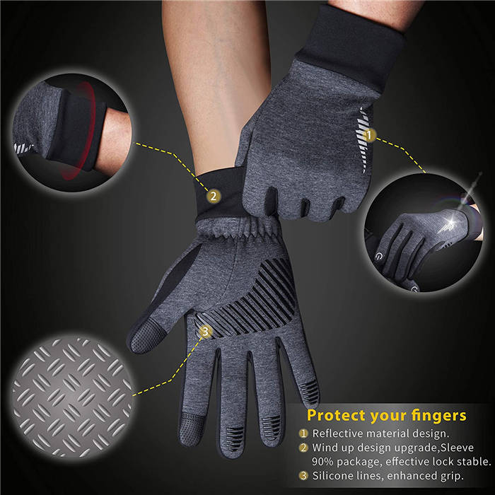Winter Gloves Men Women Touchscreen Running Gloves Cold Weather Work Gloves -Gray