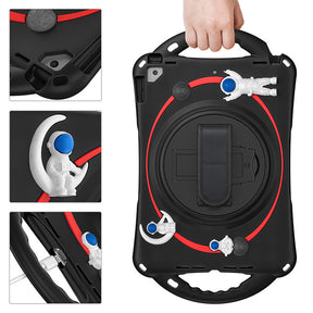 iPad Case Rugged Case with Handle Stand Shoulder Strap for iPad 10.2 Inch 2019/2020/2021-Black