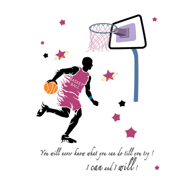 Basketball Players Wall Stickers Star Decals for Kids Room Home Decoration