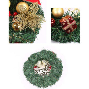 2 Pcs Artificial Pine Christmas Wreath Ornaments Holiday Decorations with Spruce Bowknot Bells