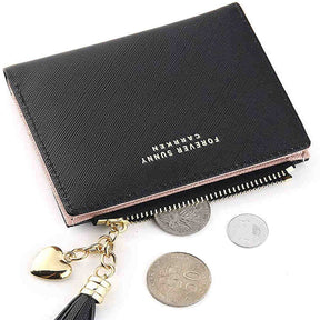 Women Small Wallet RFID Bifold Compact Wallet-Black