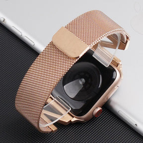 Z Diamond Metal Mesh Watch Watch Band With Steel Magnetic Absorption Loop For Apple Watch SE/6/5/4/3/2/1(Rose Gold)