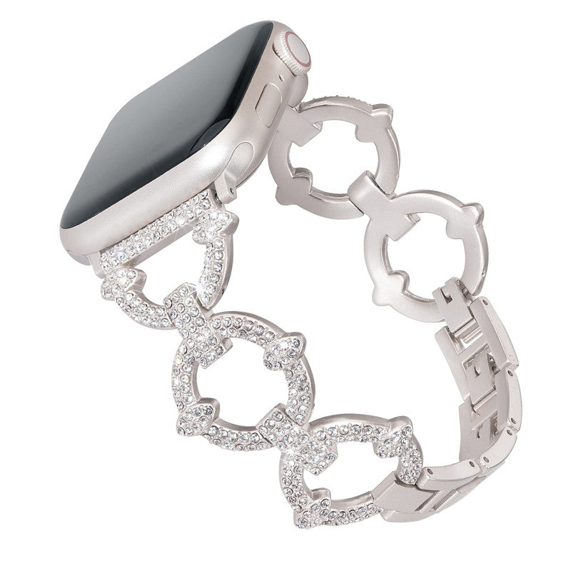 Bling Strap Full Diamonds Metal Jewelry Band for Apple Watch-Starlight