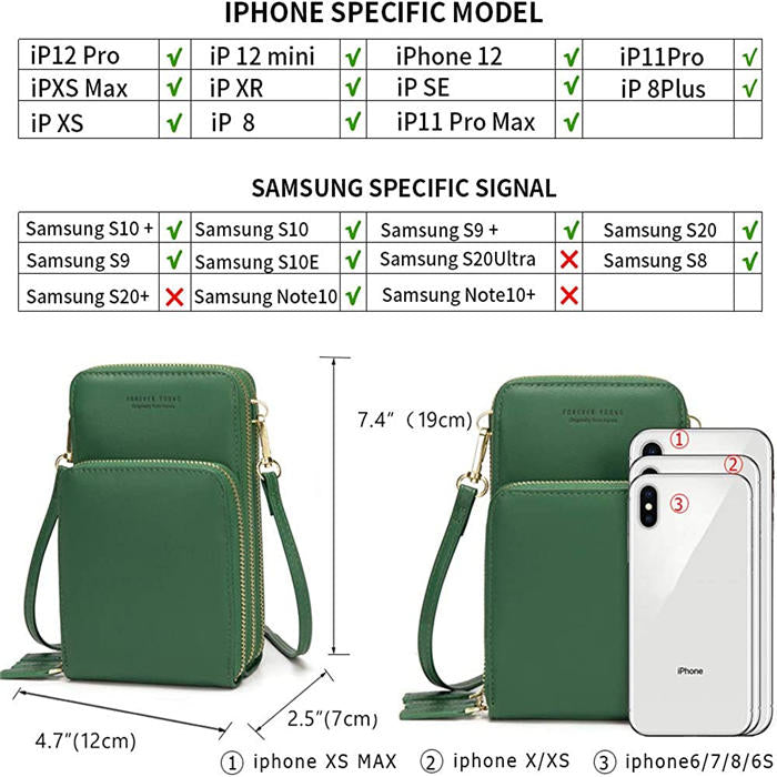 Crossbody Phone Bag for Women Small Shoulder Bag Cell Phone Wallet Purses and Handbags with 14 Credit Card Slots-Darkgreen