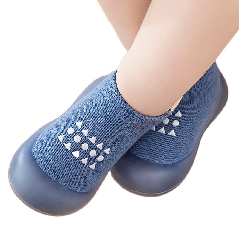 Baby Sock Shoes Soft Sole Non-Skid Slip On Sneakers First Walking-Blue