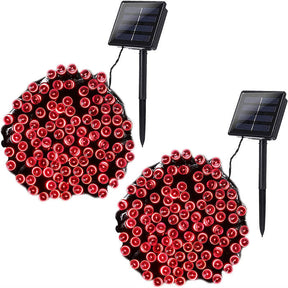 2Pcs Solar Christmas Lights 39ft 100 LED 8 Modes Solar String Lights Waterproof-Red