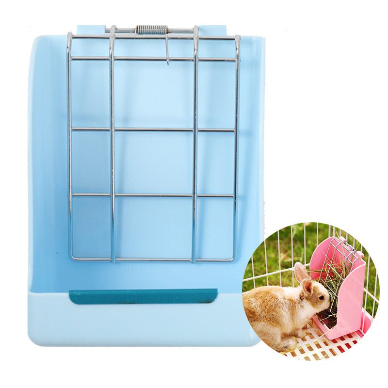 Rabbit Hay Feeder Plastic Food Bowl Feeder-Blue