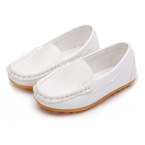 Casual Toddler Flat Shoes Boys Girls Soft Slippery Loafers-White
