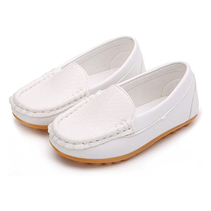 Casual Toddler Flat Shoes Boys Girls Soft Slippery Loafers-White