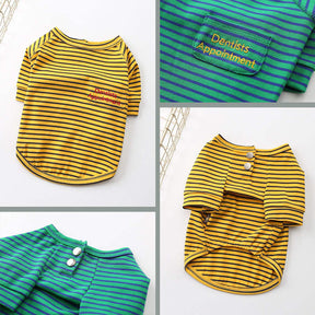 2 Pcs Pet Striped T-Shirt Soft Cool Summer Apparel for Small Dogs