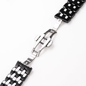 5 Rows Ceramic Watch Band With Butterfly Buckle For Samsung Galaxy Watch 42/46mm Gear S3 Frontier/Classic(Black)