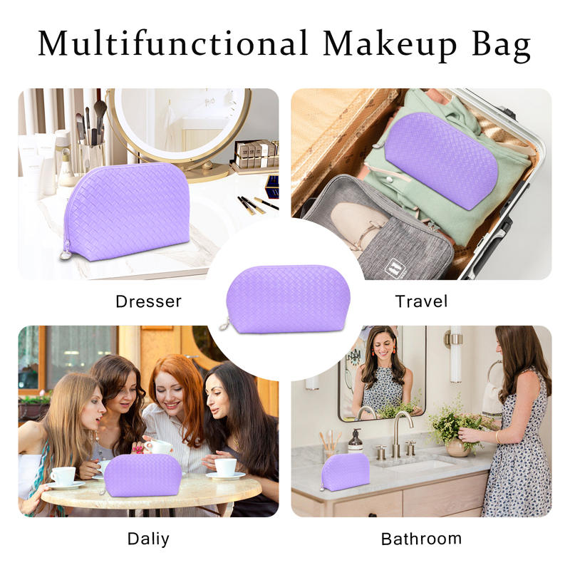 PU Makeup Bags Waterproof Makeup Pouch Women's Travel Toiletry Bag Accessories Organizer-Purple