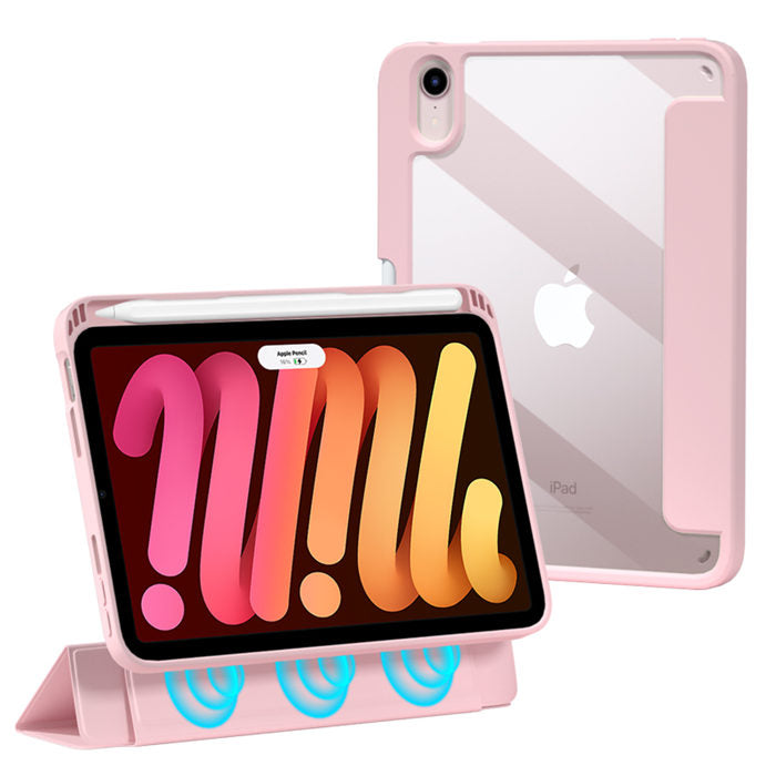 Transparent Magnetic Removable Cover For iPad 10th 2022 10.9 Ultra Slim Smart Case-Pink