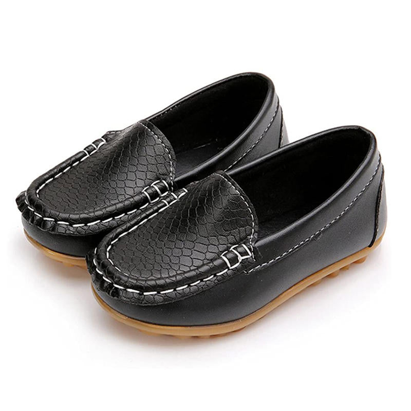 Casual Toddler Flat Shoes Boys Girls Soft Slippery Loafers-Black