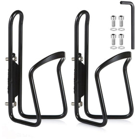 2 Pieces Light Aluminum Alloy Bicycle Outdoor Activity Bottle Cage Drilled Holes Required-Black