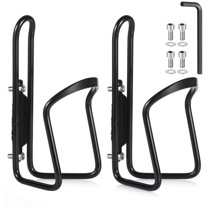 2 Pieces Light Aluminum Alloy Bicycle Outdoor Activity Bottle Cage Drilled Holes Required-Black