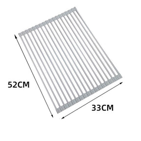 Over The Sink Multipurpose Roll-Up Dish Drying Rack 52*33CM-Gray