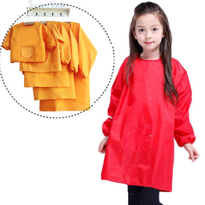 Kids Art Smocks Waterproof Artist Painting Long Sleeve Aprons for Children-Red