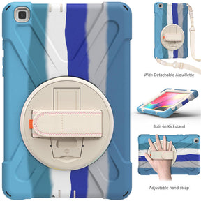 Samsung Tablet Case With Pencil Stand+Rotating Stand+Shoulder Strap For Tab A 8 T290/T295-Blue