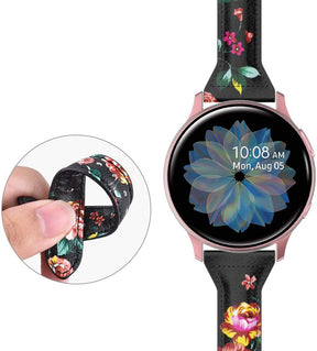 Slim Flower Printed Leather Bands For Samsung S3/Galaxy Watch 46mm(Black Red Flower)