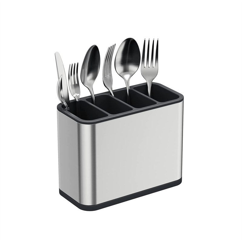 Utensil Holder Draining Stainless Steel with 4 Divided Compartments
