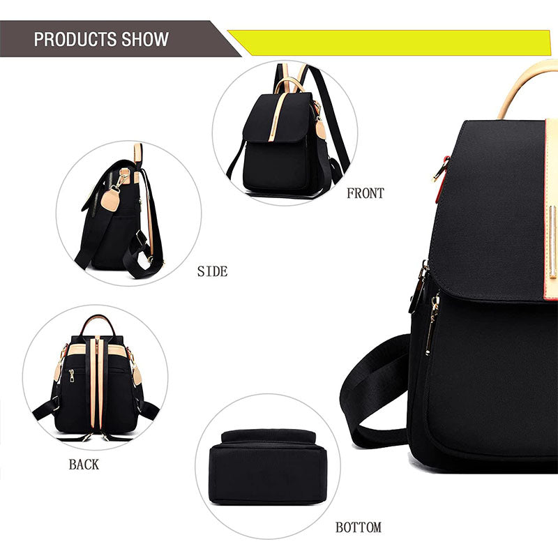 Women Fashion Backpack For Ladies Lightweight Travel Bag-Black