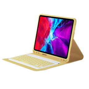 Keyboard Case For iPad Ultra Thin Full-Size Silent With Numeric Bluetooth Wireless Keyboard Pen Slot-Yellow