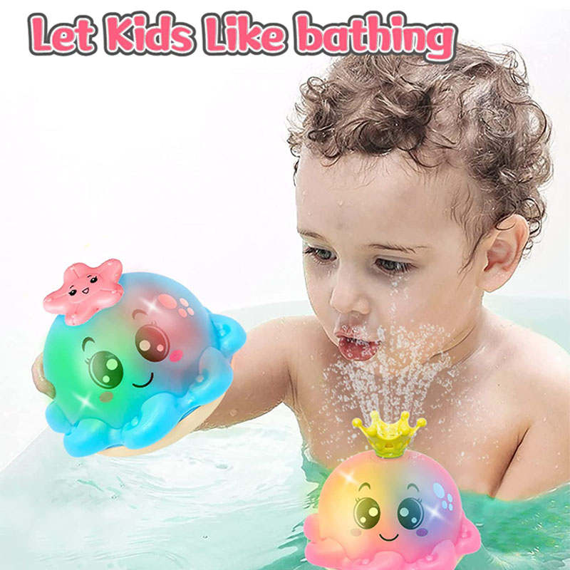 Baby Bath Toys Octopus Ball with Spray Water and Light Up for Ages 3+