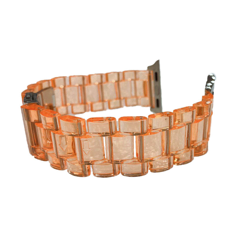 Clear Resin Band Bracelet for iWatch Series SE/6/5/4/3/2/1 with Stainless Steel Buckle-Orange