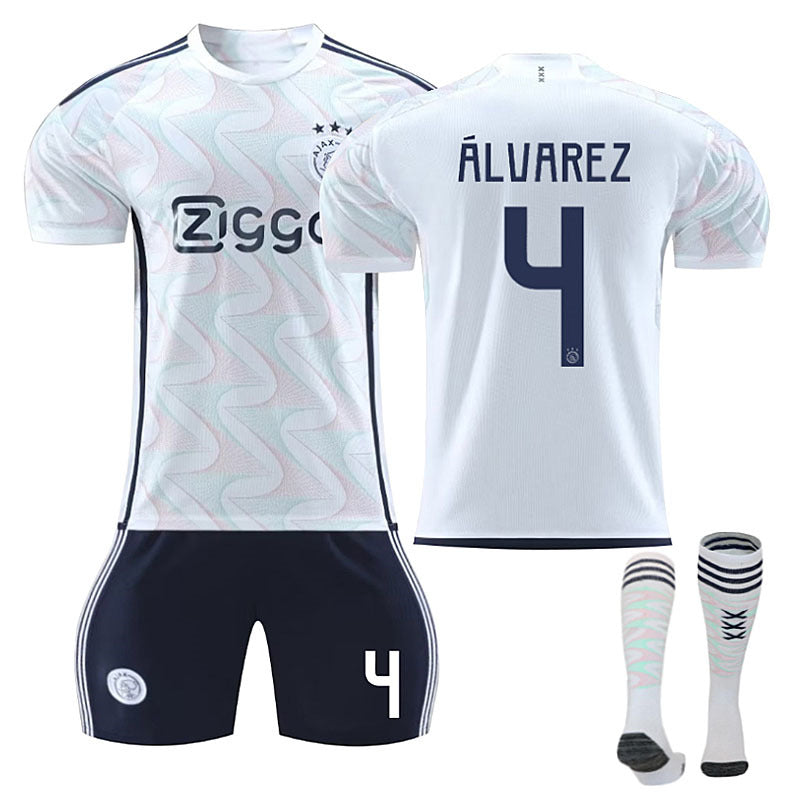 Ajax Away Jersey ALVAREZ #4 Soccer Jersey Kids Adult 3-Pieces Jersey Kits