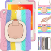 B-OnePiece iPad Case+Neck Strap For iPad Pro 12.9 2018/2020-Colorful&Pink