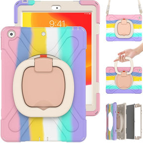 B-OnePiece iPad Case+Neck Strap For iPad Pro 12.9 2018/2020-Colorful&Pink