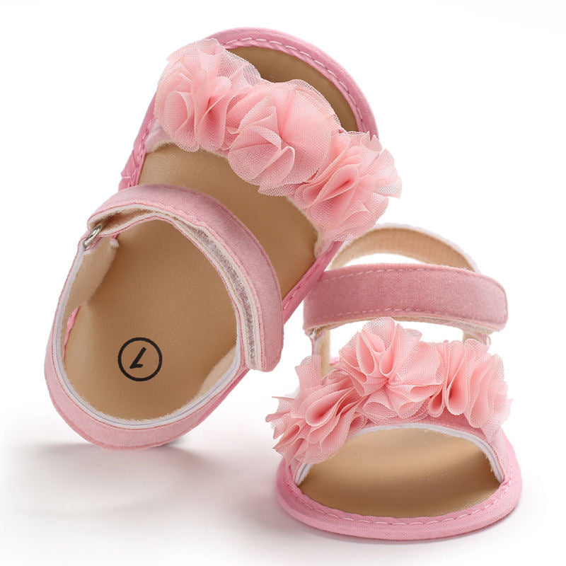 Baby Walker Shoes for Girls Flats Anti-Slip Open Toe Sandals-Pink