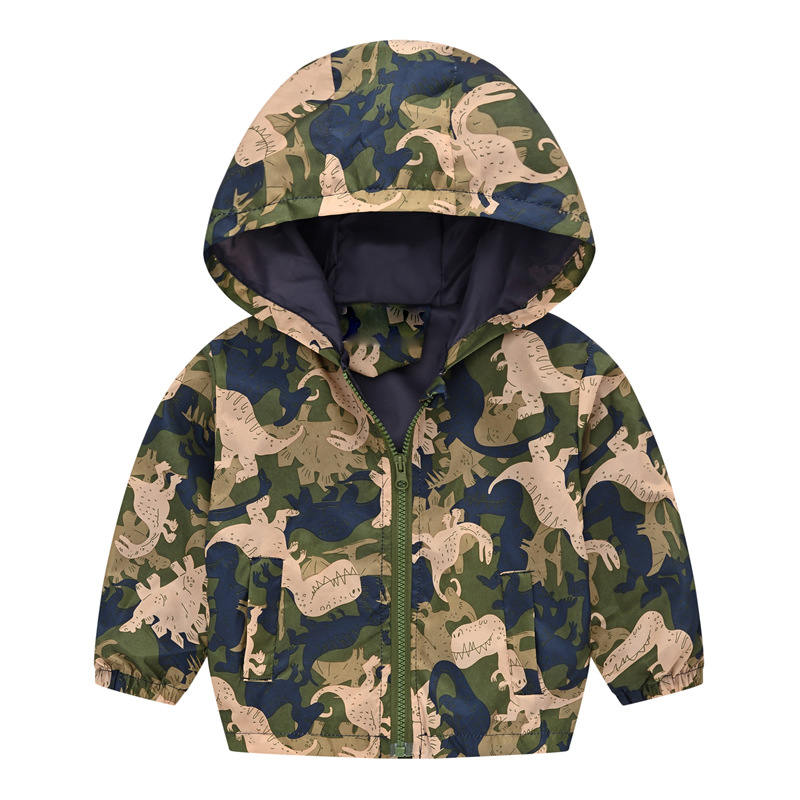 Boys Girls Cartoon Print Zip Lightweight Jacket Hooded Coats Casual Windbreaker-31
