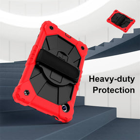 Rugged Tablet Case with Stand and Shoulder Strap for Samsung Galaxy A9-RedBlack