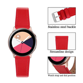 First Layer Cowhide Round Tail Leather Watch Band For Samsung Galaxy Watch 42/46mm Gear S3 Frontier/Classic(Red)