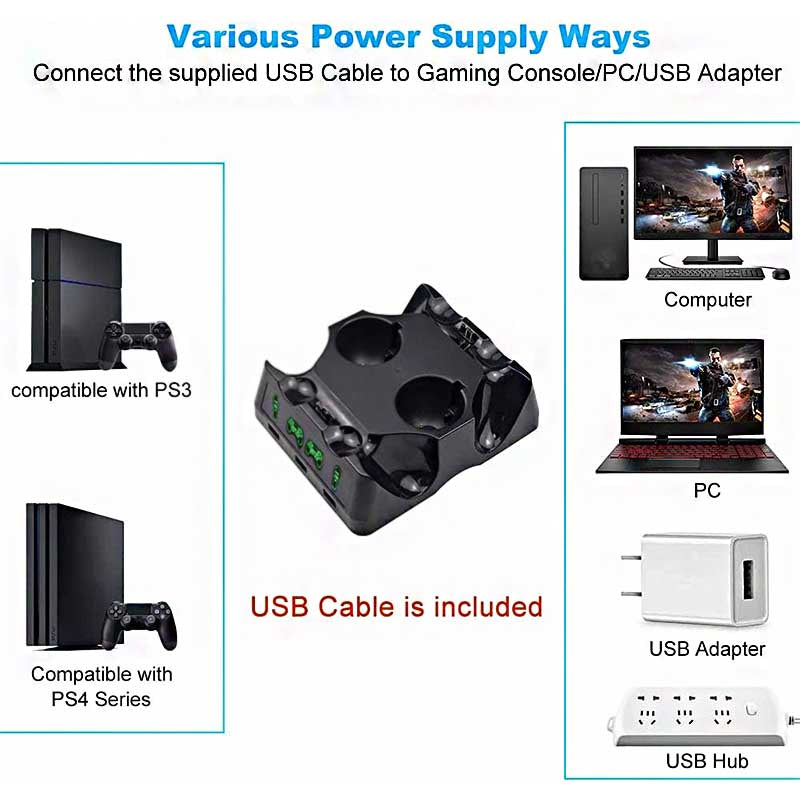 PS4 Controller Charger Station with LED Indicator