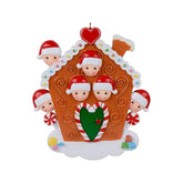 Christmas Hanging Ornaments Personalized Gingerbread House Family of 6