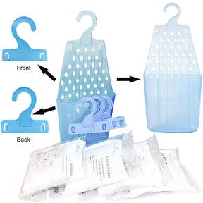 Pack of 12 Moisture Absorber Hanging Bags with Plastic Case Hook Humidity Packs