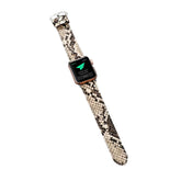 Snakeskin Pattern PU Leather Watch Band Microfiber Design For Apple Watch SE/6/5/4/3/2/1(Khaki)