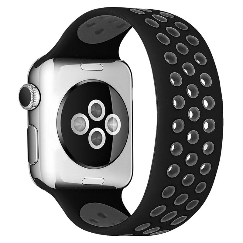 Sports Breathable Silicone Solo Loop Watchband for Apple Watch Series 6/5/4/3/2/1/SE-BlackGray