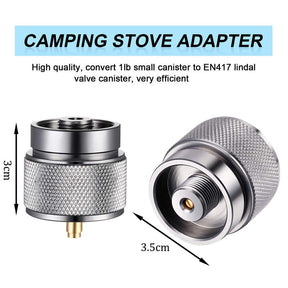 2 Pcs Camping Stove Adapter 1 Lb Propane Small Tank Input EN417 Lindal Valve Output